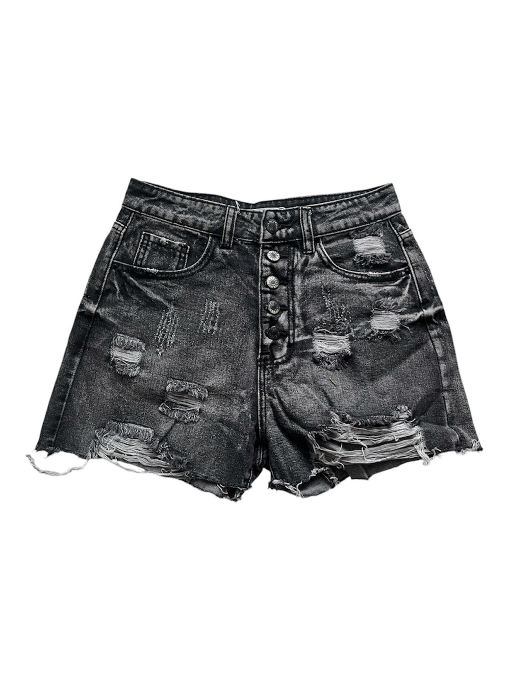 Adele B. High-Waist Distressed Black Denim Women’s Shorts Size M NWT